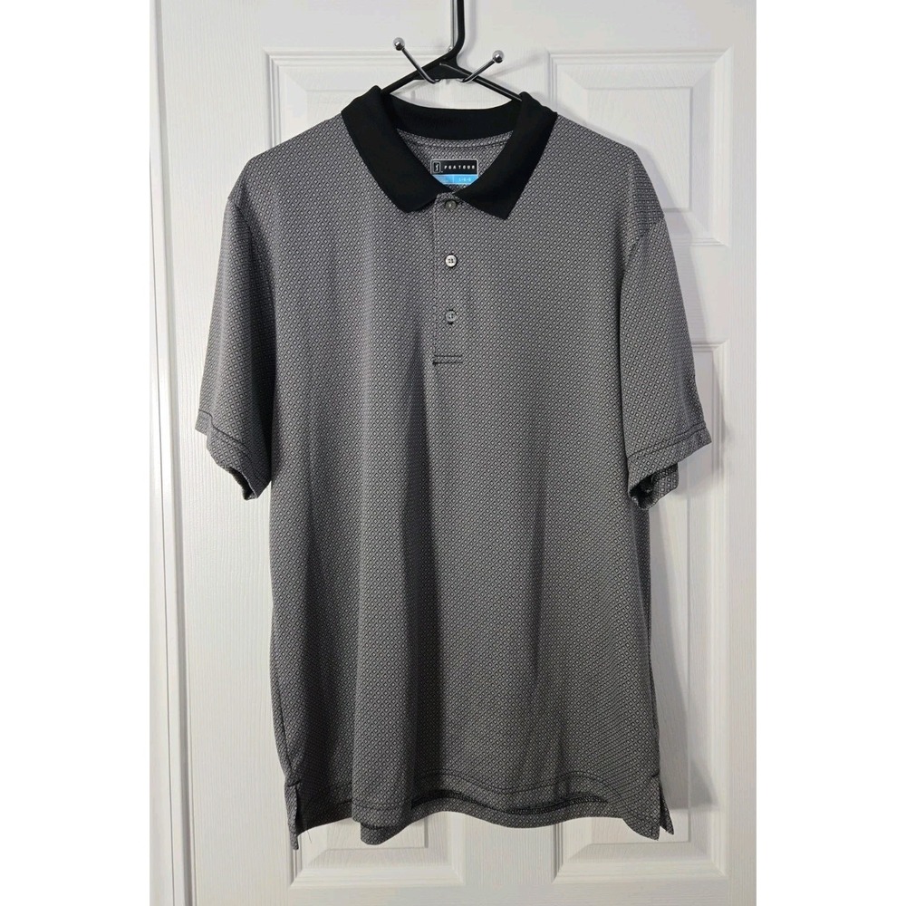 PGA Tour Mens Gray Micro Dot Performance Golf Polo Shirt Short Sleeve Size Large